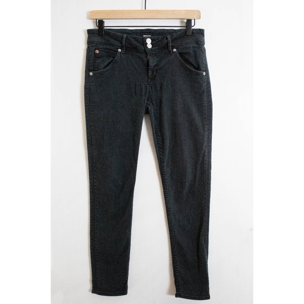 HUDSON Black Collin Flap Skinny Ankle Jean - Stretch Denim - Cute Details - 28
